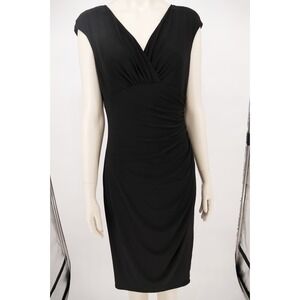 Lauren Ralph Lauren Black Sheath Ruffle Dress Size 8  elegant, effortless polish